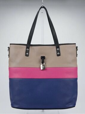 Jessica Simpson Colorblock Tote Bag Pebbled Faux Leather XL Handbag JS4321